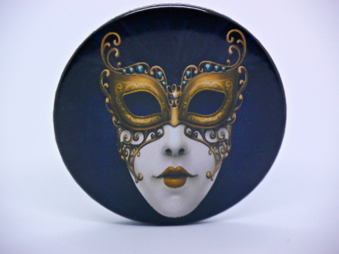 Magnetbrosche Venezia Maske Gold